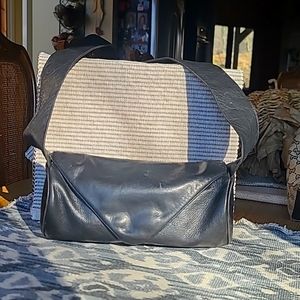 Sabina Black Leather Tubular Crossbody/ Shoulder Bag